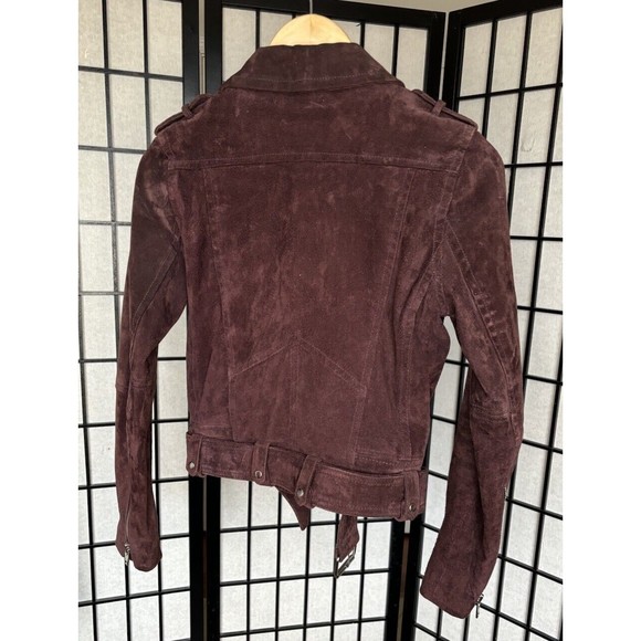 BLANK NYC Burgundy Suede Leather Moto Jacket Zip - Picture 4 of 6